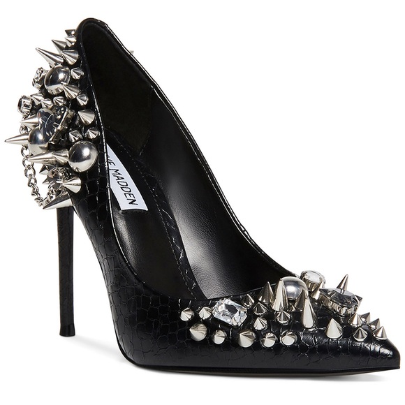 Steve Madden Veronicka Dress Pump Black Spikes & Stud Stiletto Heels Size 8 - Picture 1 of 8